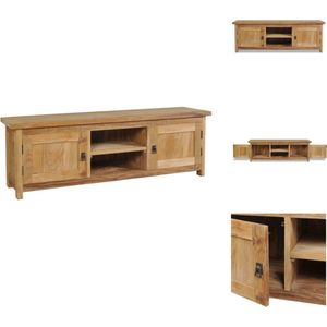 vidaXL Koloniaal Teakhouten TV-meubel - 120x30x40 cm - Met 2 kastjes en 2 vakken - Kast