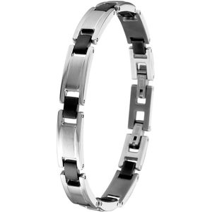 Lucardi Jongens - Armband - Rechthoek - Cadeau - Staal - Zilverkleurig