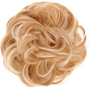 CHPN - Medium blond haarstukje - Blond knotje - Knotje asblond - Nephaar - Haar Wrap - Haar stuk - Bloedachtig - Scrunchie met haar - Haarelastiek