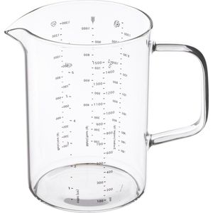 Weis - Maatbeker van borosilicaatglas 1.5 liter - vaatwasmachinebestendig - 5 overzichtelijke schaalverdelingen