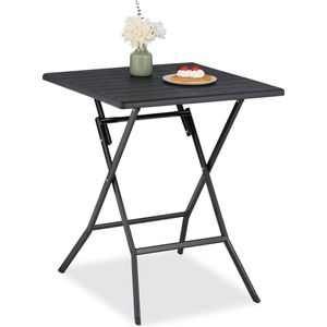 Relaxdays tuintafel - balkontafel - bistrotafel - campingtafel - inklapbaar - houtlook - zwart