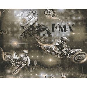 MOTORCROSS BEHANGPAPIER | Kinderkamer - beige metallic zwart - A.S. Création Boys & Girls 6