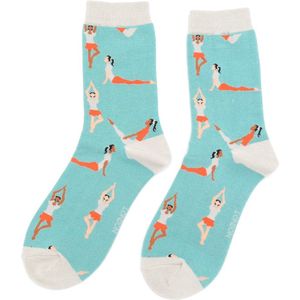 Miss Sparrow Bamboe sokken dames yoga - duck egg - leuke sokken - grappige sokken - cadeautje