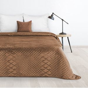 Oneiro’s luxe LUIZ Beddensprei Bruin - 170x210 cm – bedsprei 2 persoons - bruin– beddengoed – slaapkamer – spreien – dekens – wonen – slapen
