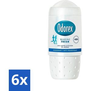 6 x Odorex - Deodorant Roller - Marine Fresh - Verkwikkende Geur - 50 ml - Deodorant - Antitranspirant - Odorex - Marine Fresh - Frisse Geur
