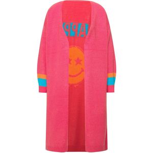 Angel of Style - Dames - Lang vest open model smiley op de achterkant - Hibiscusrood - Maat 54+