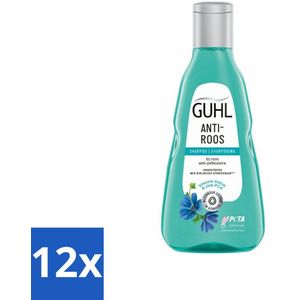 12 x Guhl - Shampoo - Anti-Roos - 250 ml - Roos Shampoo - Anti-roos Shampoo - Hoofdhuidverzorging - Kalmerende Shampoo - Shampoo Met Blauwe Malva