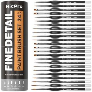 24-delige kwastenset voor fijne details en miniatuurschilderen