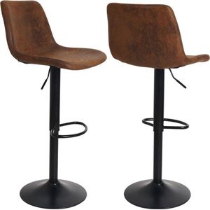 Set Van 2 Barkrukken - Bar Kruk - Draaibaar - Hoge Stoelen Met Rug - Verstelbare Hoogte - Keukenstoelen - Barstoelen - Moderne Pub - Keuken - Chocolate