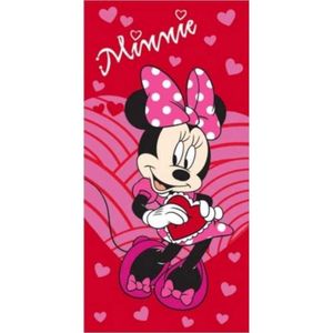 Minnie Mouse strandlaken - 140 x 70 cm. - Disney badhanddoek - rood / roze