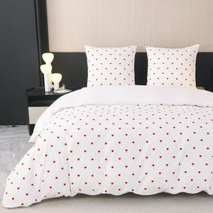 Ibenzoa® Beddengoed Set 135x200 met Hartjes Ontwerp voor Meisjes - Microvezel Stof en Strijkvrij