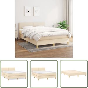 vidaXL Boxspring 140x200 cm cr�èmekleurig Boxspringbed - Boxspring - Creme Kleur - Tweepersoonsbed - Pocketveer Matras