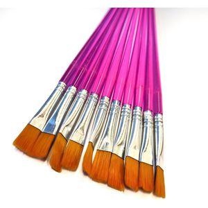 Gadgetpoint - Verfkwasten - Set van 10 - Penselen - Kwastjes - Schilderen - Verven - Knutselen - Kwasten - Plat - Roze