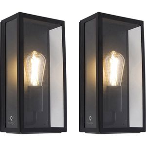 QAZQA rotterdam - Moderne Wandlamp voor buiten - 2 stuks - D 10 cm - Zwart - Buitenverlichting