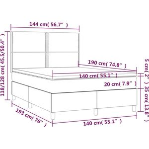 vidaXL - Boxspring - met - matras - fluweel - donkerblauw - 140x190 - cm