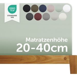 Blumtal Boxspring Hoeslaken - 180 tot 200 x 200 tot 220 cm - Matrashoogte 20 tot 40 cm - Katoenen Hoeslaken - Boxspring en Waterbed - Oeko-TEX gecertificeerd - Mintgroen