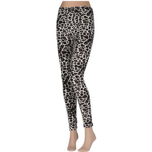 Leopard legging dames - Velvet - Multi Grijs - Maat L/XL - Leggings - Legging dames volwassenen - Panter legging - Legging dames katoen