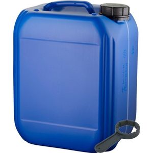 Jerrycan 5 liter blauw met zichtstreep | met sleutel | geschikt voor water | UN gekeurd | benzine | handig stapelbaar | food grade | inclusief dop | totaal te legen | noodpakket