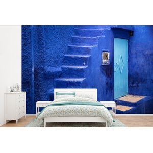 Architectuur - Blauw - Trap - Deur - Behangpapier