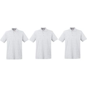 3-Pack maat XL lichtgrijs polo shirt premium van katoen voor heren - Polo t-shirts voor heren
