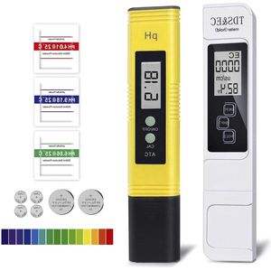 Digitale PH Tester TDS Meter Waterkwaliteit Tester - Hoge Resolutie TDS PH EC Temperatuur - 4 in 1 Set met Kalibratiepoeder voor Zwembad Aquarium Drinkwater RO-systeem