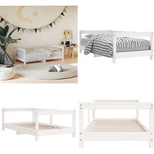 vidaXL Kinderbedframe 70x140 cm massief grenenhout wit - Kinderbedframe - Kinderbedframes - Kinderbed - Peuterbed
