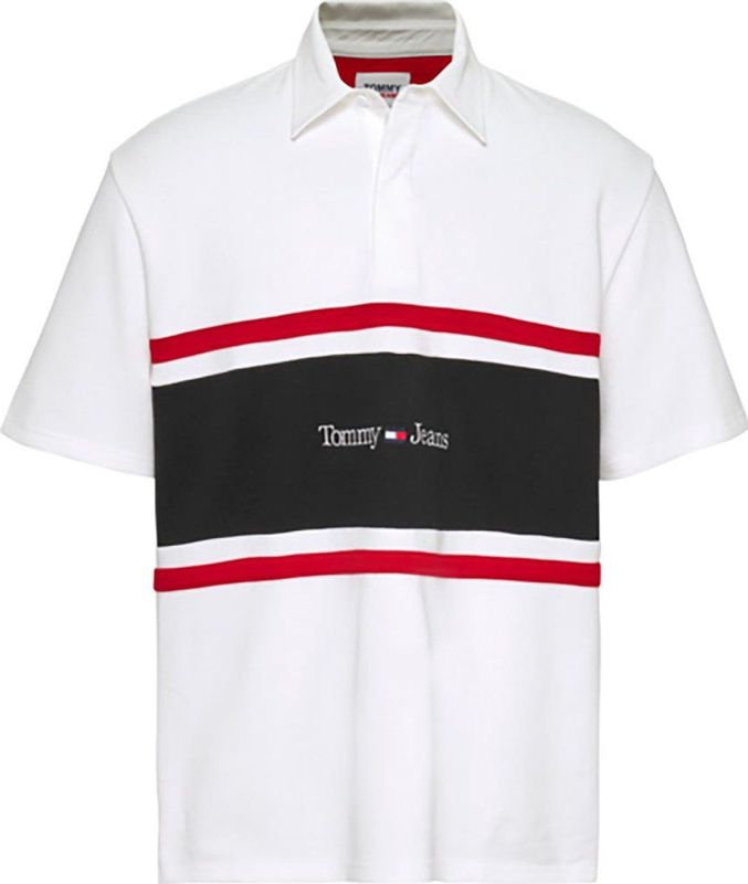 Tommy Jeans Clbk Linear Rugby Korte Mouw Poloshirt Wit M Man
