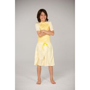 Ducksday - UV-Zwemshirt voor kinderen - UV-werend UPF50+ - Rashguard met Korte mouwen - unisex - Lemonade - Geel - maat 14 jaar