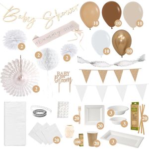 Teddy Babyshower Pakket - Feest Versiering - Uniseks - Jongen of Meisje - Baby Shower - Ballonnen - Slingers - Hangdecoratie - Ballonnenboog - Uitgebreide Set - Tafelbenodigdheden