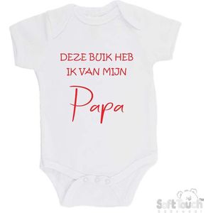 100% katoenen Romper ""Deze buik heb ik van Papa"" Unisex Katoen Wit/rood Maat 68/74