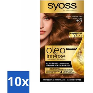SYOSS - Oleo Intense 6-76 - Haarverf - Permanente Haarkleuring - Warm Koperblond - Langdurige Kleur - Bulkverpakking - 10 stuks