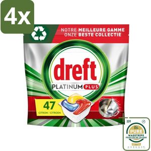 Dreft Platinum Plus - All In One - Vaatwascapsules - Anti-Matt Technologie - Citroen - 47 Afwasbeurten - Voordeelverpakking - 4 stuks - Vaatwasmiddel - Vaatreiniger