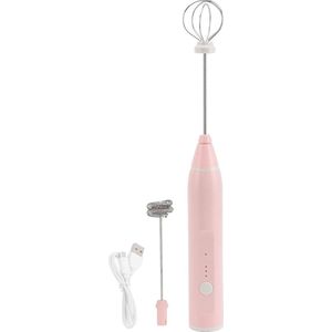 Mini Draadloze Elektrische Roerder - Multifunctionele Eierklopper - 3 Modi - 2 Eierklopperkoppen - Melkkoffie - Roze .