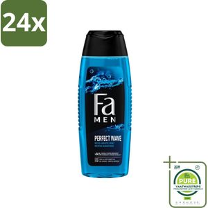 Fa Men - Perfect Wave - 2 in 1 Douchegel & Shampoo - Menthol - 250 ml - Voordeelverpakking - 24 stuks - Douchegel - Shampoo