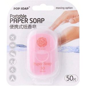 Zeepblaadjes - Papierzeep - Zeep Voor Onderweg - Reizen - Hygiëne - Wegwerp - Paper Soap - 50 Velletjes - Roos - Rozen Geur