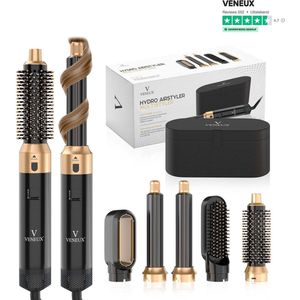 VENEUX® 5 in 1 Föhnborstel - Airstyler - Krulborstel - Multistyler - Diffuser Föhn - Zwart Goud
