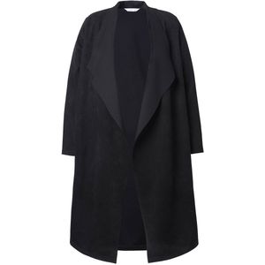 MIAMODA - Dames - Jas lange A-lijn open model reverskraag - Zwart - Maat 42