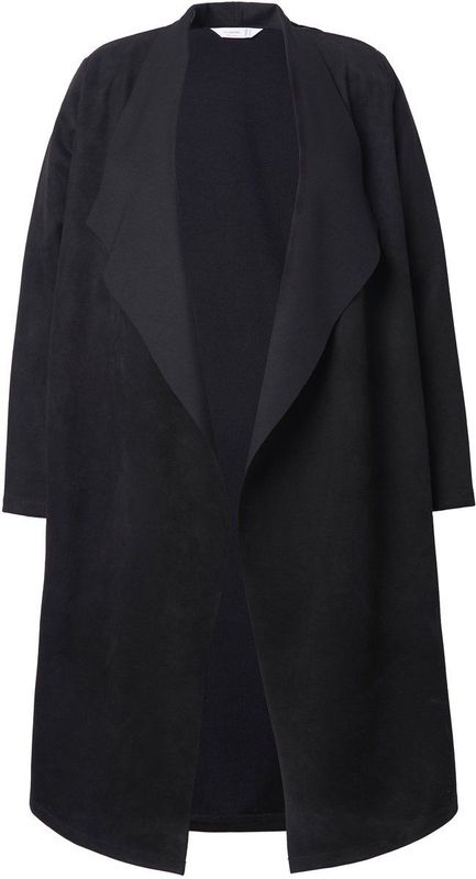 MIAMODA - Dames - Jas lange A-lijn open model reverskraag - Zwart - Maat 42