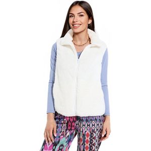 Mouwloos jasje van imitatiebont met opstaande kraag