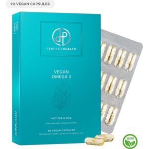 Perfect Health - Algenolie Omega 3 Capsules 1000mg - Goed voor hart, bloedvaten, hersenen en ogen - Extract - Hoge Dosering EPA en DHA - 90 Stuks - Vegan