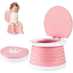 Opvouwbare toiletbril voor kinderen - Draagbaar reis-klappotje voor meisjes en jongens - Babytoiletbril voor autorijden, camping of familiegebruik (roze)