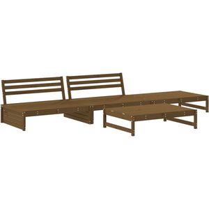 vidaXL - 4-delige - Loungeset - massief - grenenhout - honingbruin