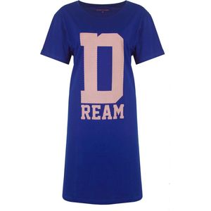 Temptation Dames Nachthemd - Big Shirt - Katoen - Blauw - Maat S