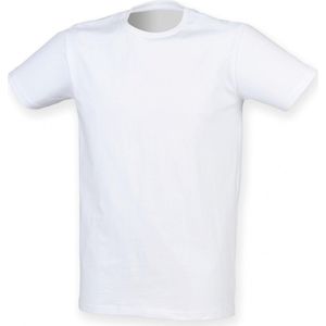 SportT-shirt Heren XL Skinni Fit Ronde hals Korte mouw White 96% Katoen, 4% Elasthan