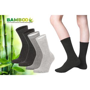 Bamboo - Bamboe Sokken Kinderen - 4 Paar - Multi Grijs - 23-26 - Lange Sokken - Kousen - Sokken Jongens - Sokken Meisjes - Anti Zweet - Duurzaam