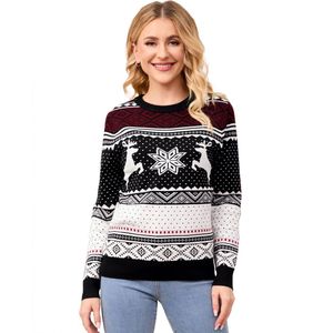 Gezinskersttrui met ronde hals, rendier en sneeuwvlokken, gebreide trui voor dames/heren/kinderen