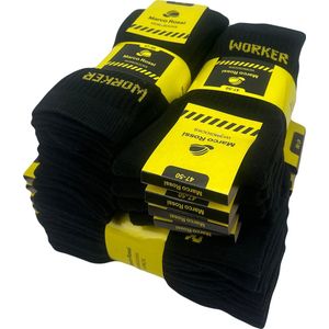 Marco rossi - Werksokken - Worksocks - Heren sokken - Dames sokken - Zwart - Anti-slip - 20 Paar - Maat 47-50