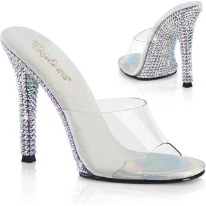 Fabulicious - GALA-01DML Muiltjes met hak - US 11 - 41 Shoes - Transparant/Zilverkleurig