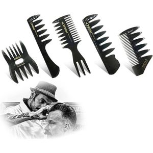 Professionele Styling Kam Set - Multifunctionele Kammen - Kappers Accessoires - Olie Hoofd Kam - Voor Haarstylisten - Kappers Salon Familie - Zwart .