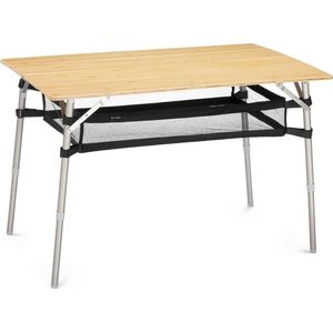 Navaris bamboe campingtafel - Groot inklapbaar campingtafeltje met opbergnet - In hoogte verstelbaar - Met aluminium frame - Inclusief draagtas